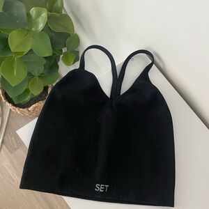 SET Active Black Ribbed Tank Top